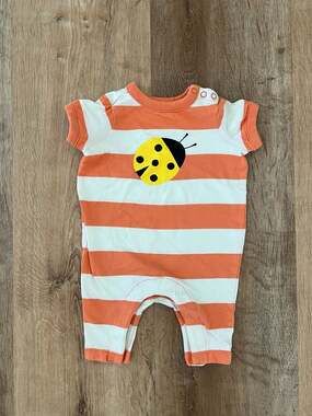 Hanna Andersson Ladybug Striped Baby Romper 0-3 Months
